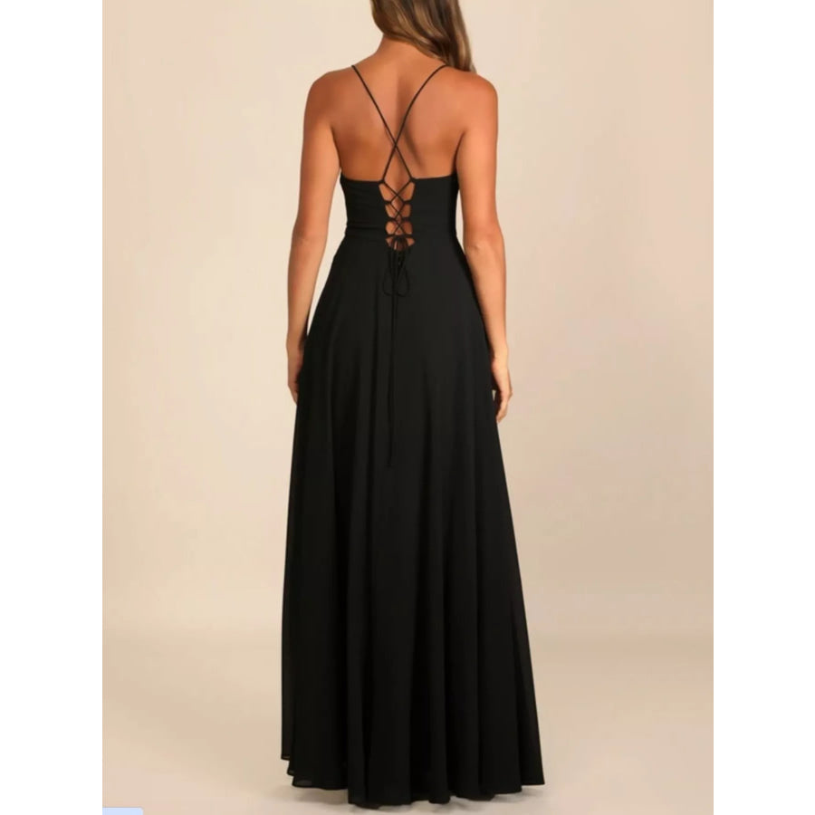 Slit Cowl Neck Maxi Dress Apparel and Accessories