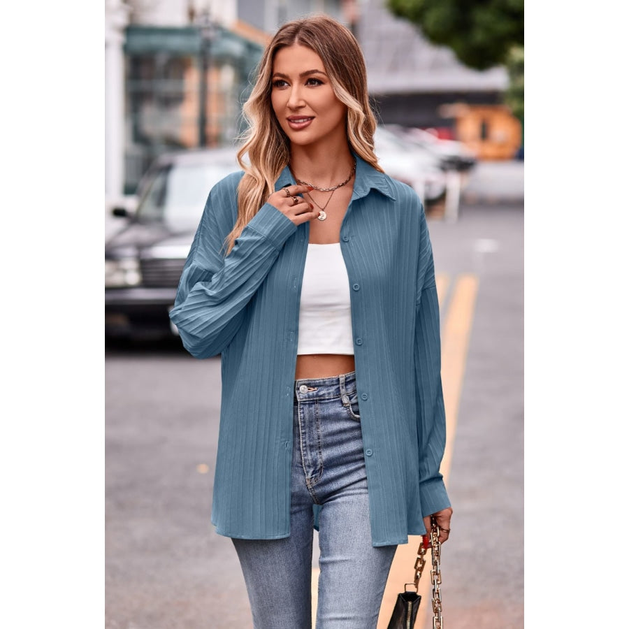 Slit Dropped Shoulder Longline Shirt