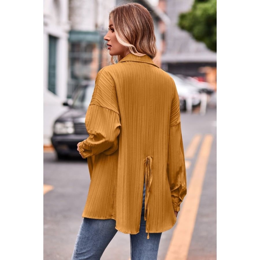 Slit Dropped Shoulder Longline Shirt