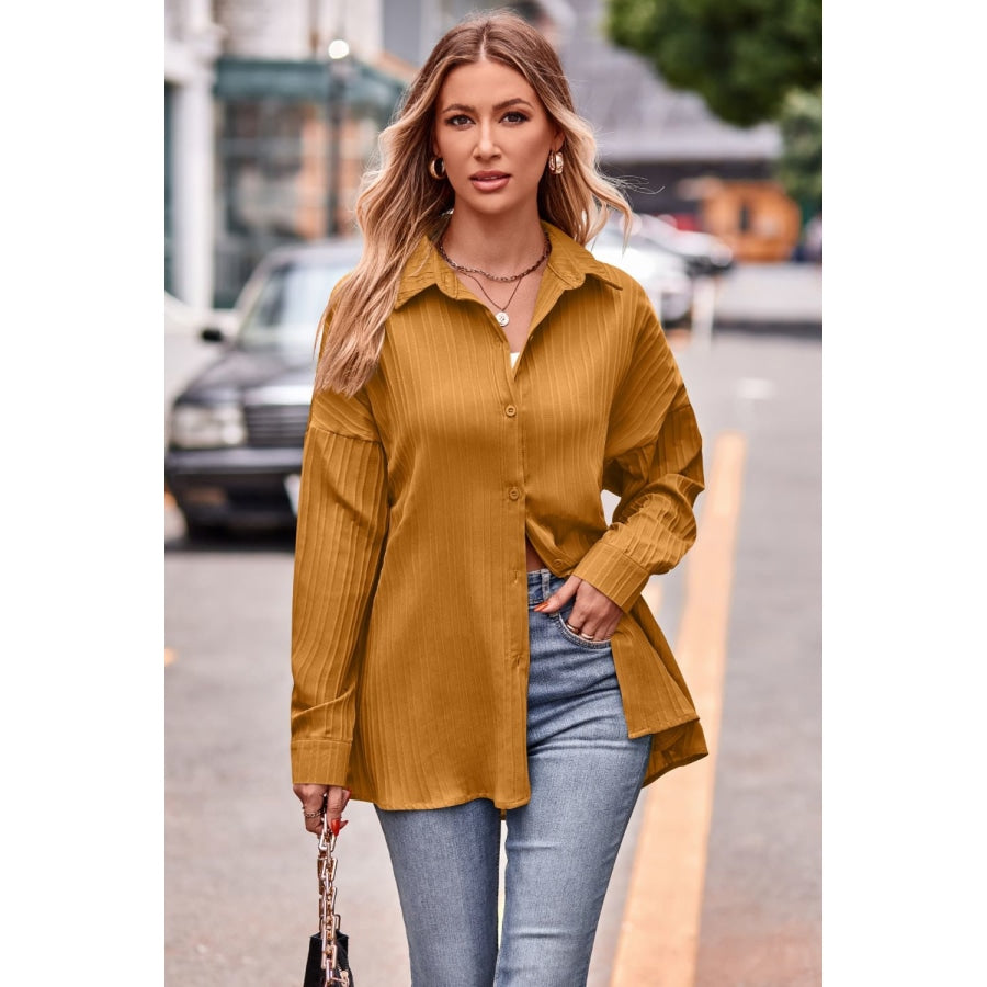 Slit Dropped Shoulder Longline Shirt