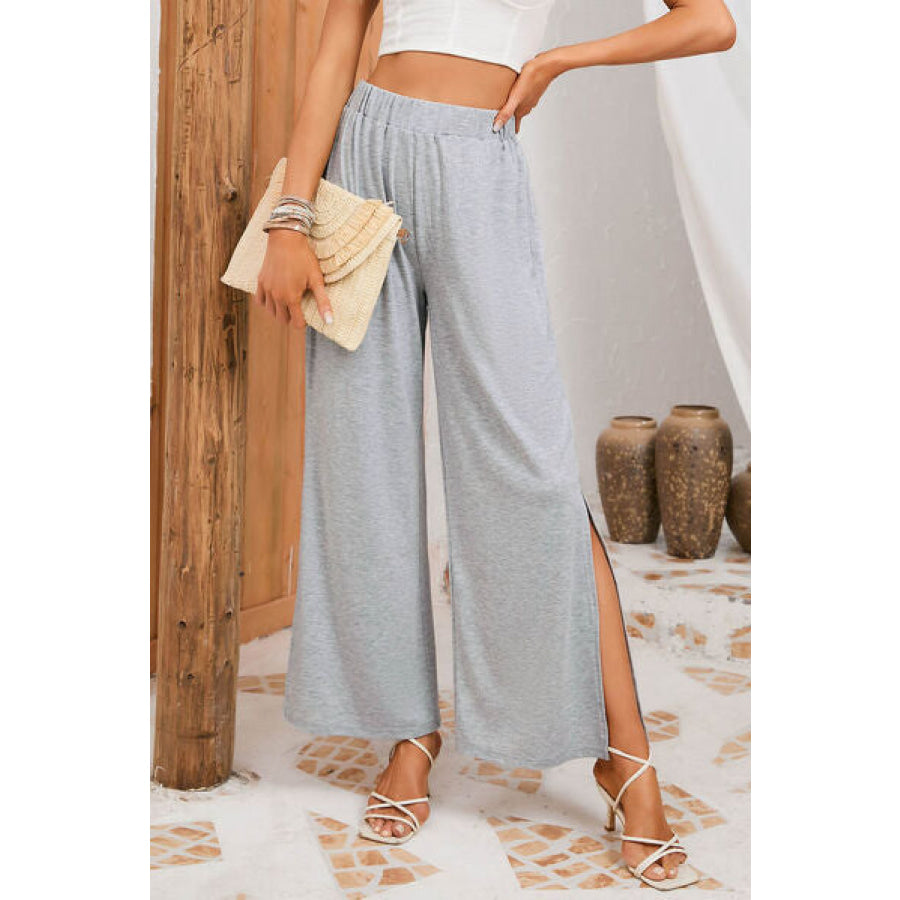 Slit Elastic Waist Pants Apparel and Accessories