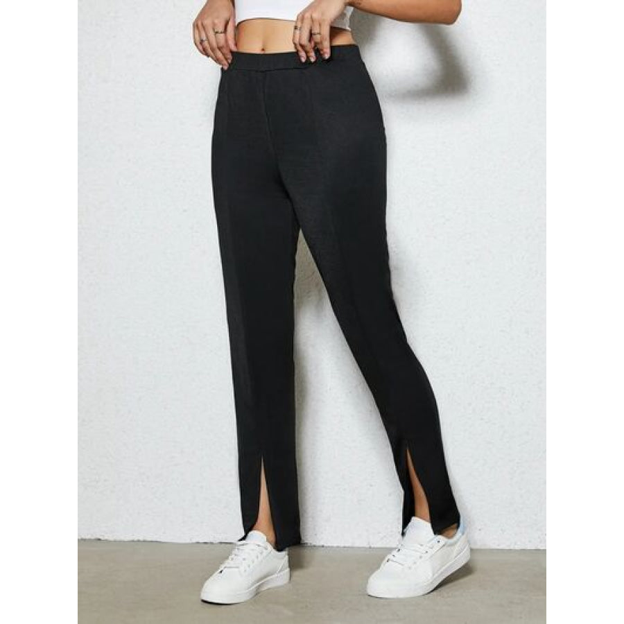 Slit Elastic Waist Pants Apparel and Accessories