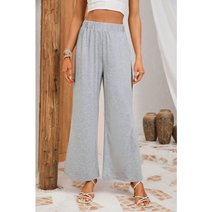 Slit Elastic Waist Pants Apparel and Accessories