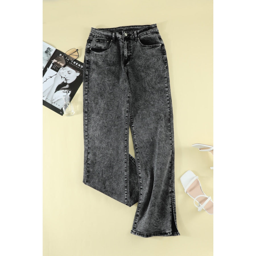 Slit Flare Jeans Black / 4