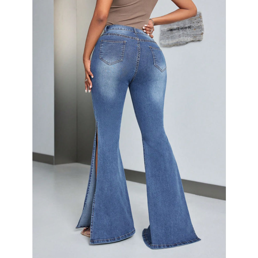 Slit Flare Jeans with Pockets Medium / S Apparel and Accessories