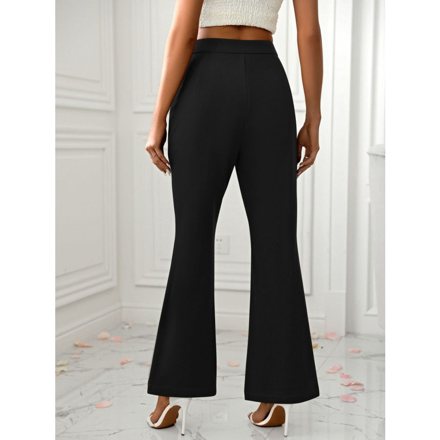 Slit Flare Pants with Pockets Apparel and Accessories