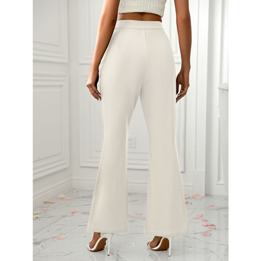 Slit Flare Pants with Pockets Ivory / XS Apparel and Accessories