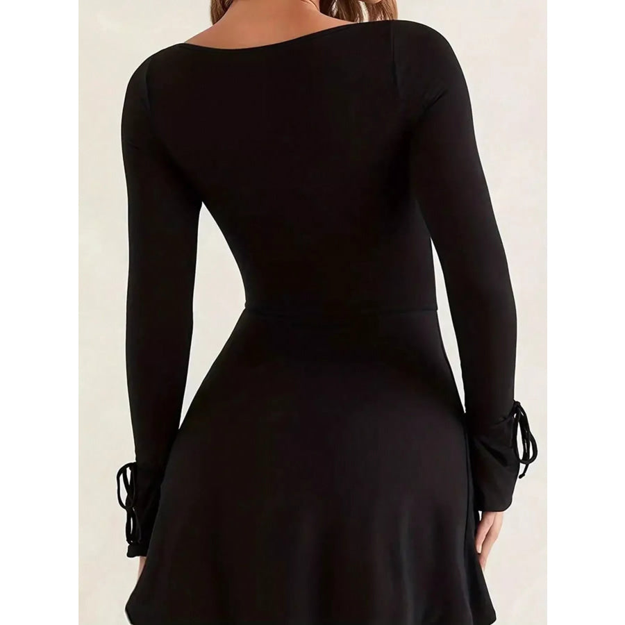 Slit Flare Sleeve Mini Dress Apparel and Accessories