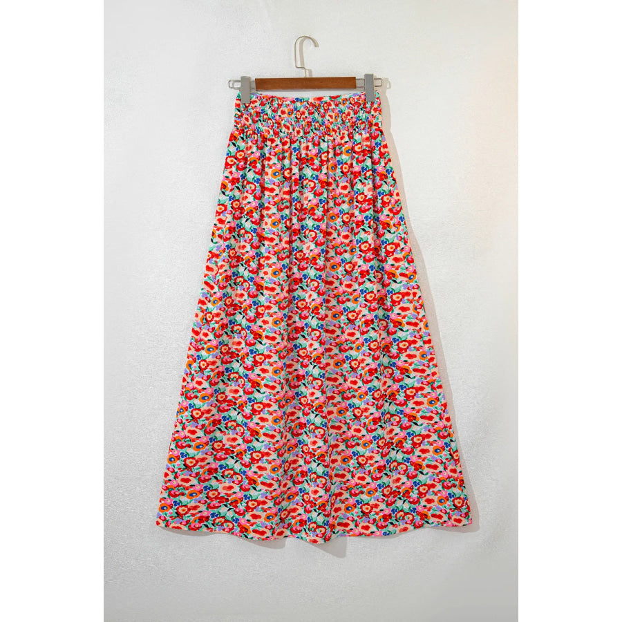 Slit Floral Midi Skirt Apparel and Accessories