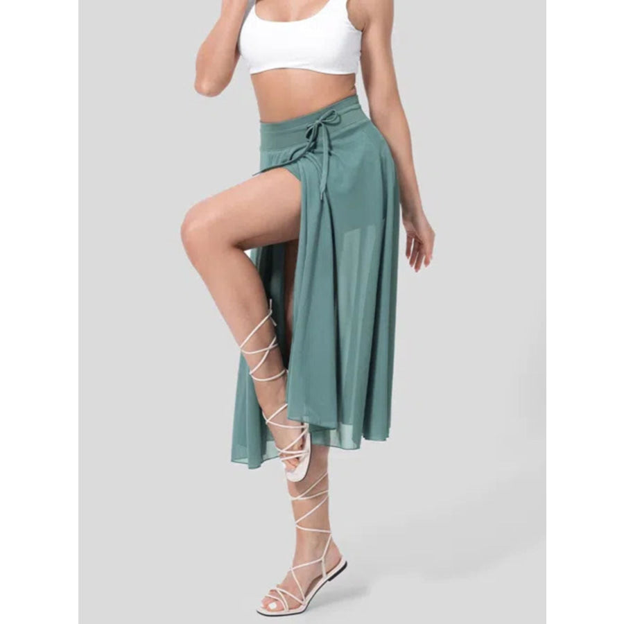 Slit Flowy Skirt with Shorts Liner Apparel and Accessories