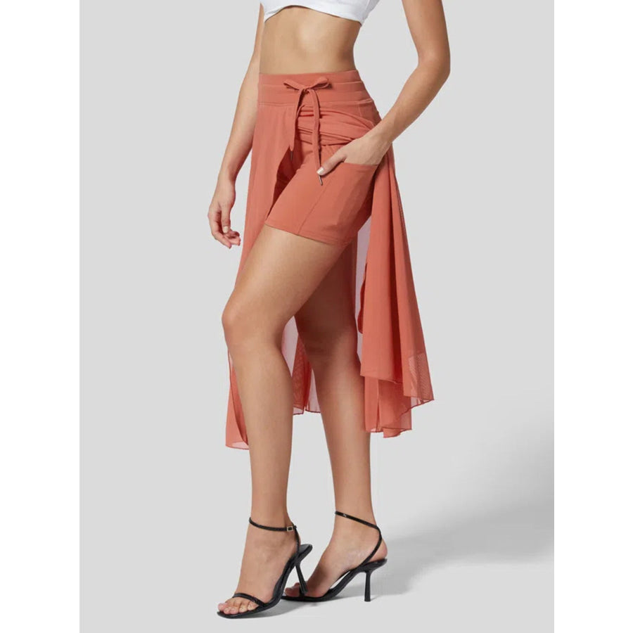 Slit Flowy Skirt with Shorts Liner Apparel and Accessories