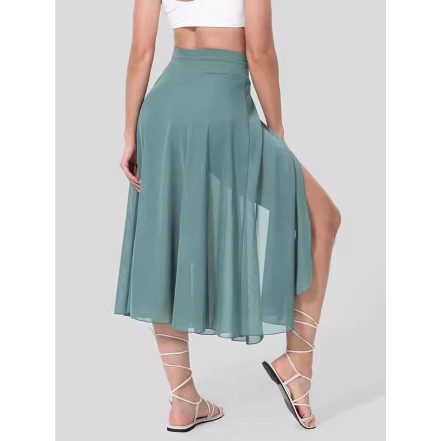 Slit Flowy Skirt with Shorts Liner Apparel and Accessories