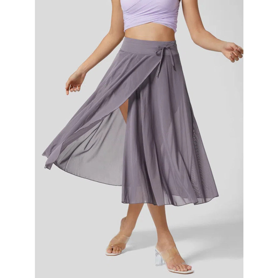 Slit Flowy Skirt with Shorts Liner Taro Purple / S Apparel and Accessories