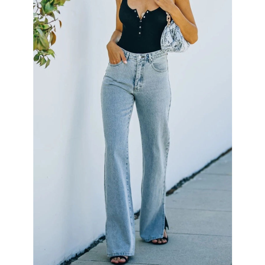 Slit Hem Bootcut Jeans Apparel and Accessories