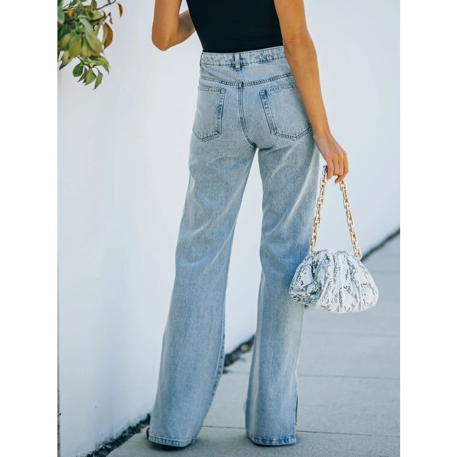 Slit Hem Bootcut Jeans Apparel and Accessories