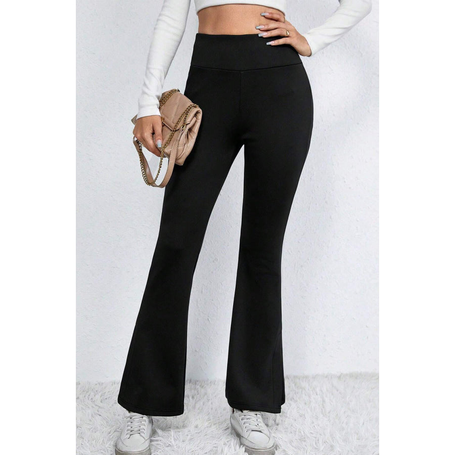 Slit High Waist Bootcut Pants Black / S Apparel and Accessories