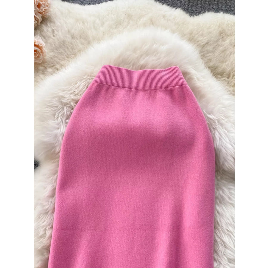 Slit Knit Midi Skirt Apparel and Accessories