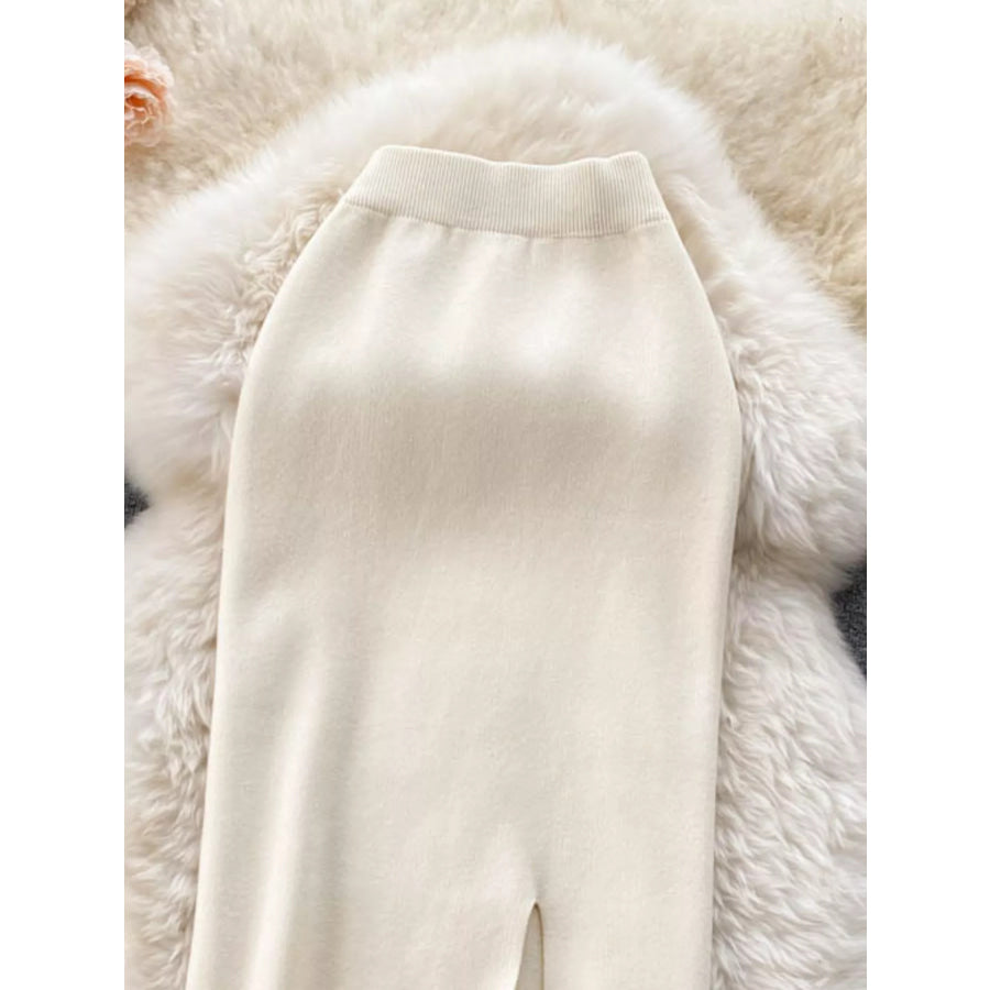 Slit Knit Midi Skirt Apparel and Accessories