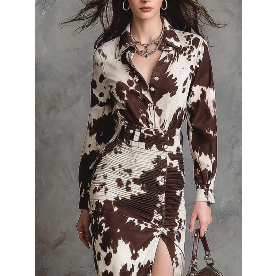 Slit Long Sleeve Shirt Dress Apparel and Accessories