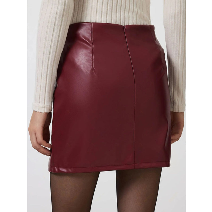 Slit Mini Skirt with Zipper Apparel and Accessories