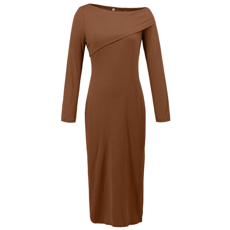 Slit One Shoulder Long Sleeve Dress Apparel and Accessories