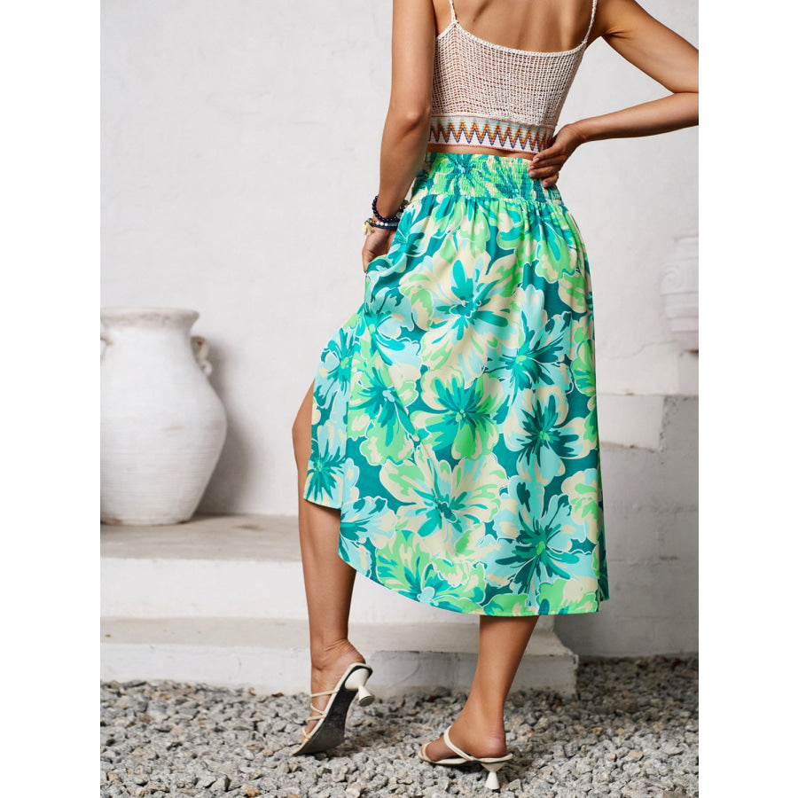 Slit Printed Midi Skirt Multicolor / S Apparel and Accessories