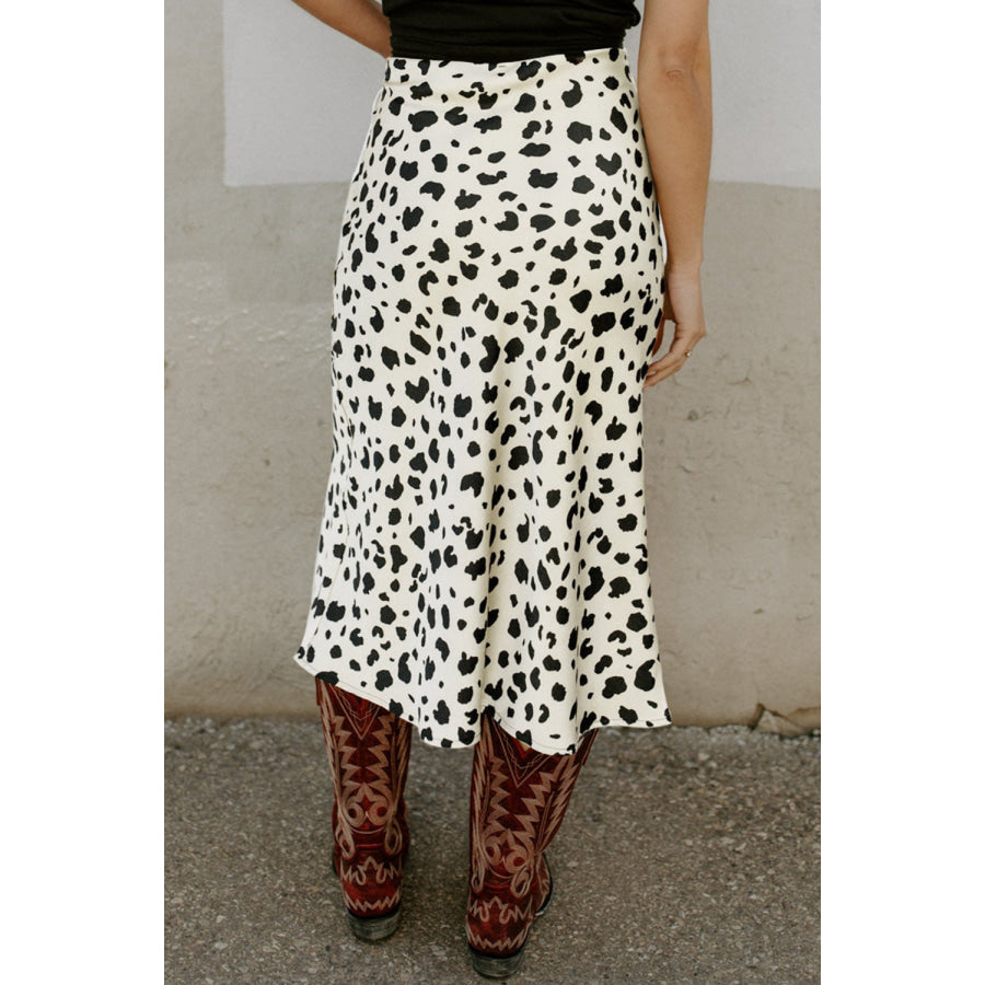 Slit Printed Midi Skirt Apparel and Accessories