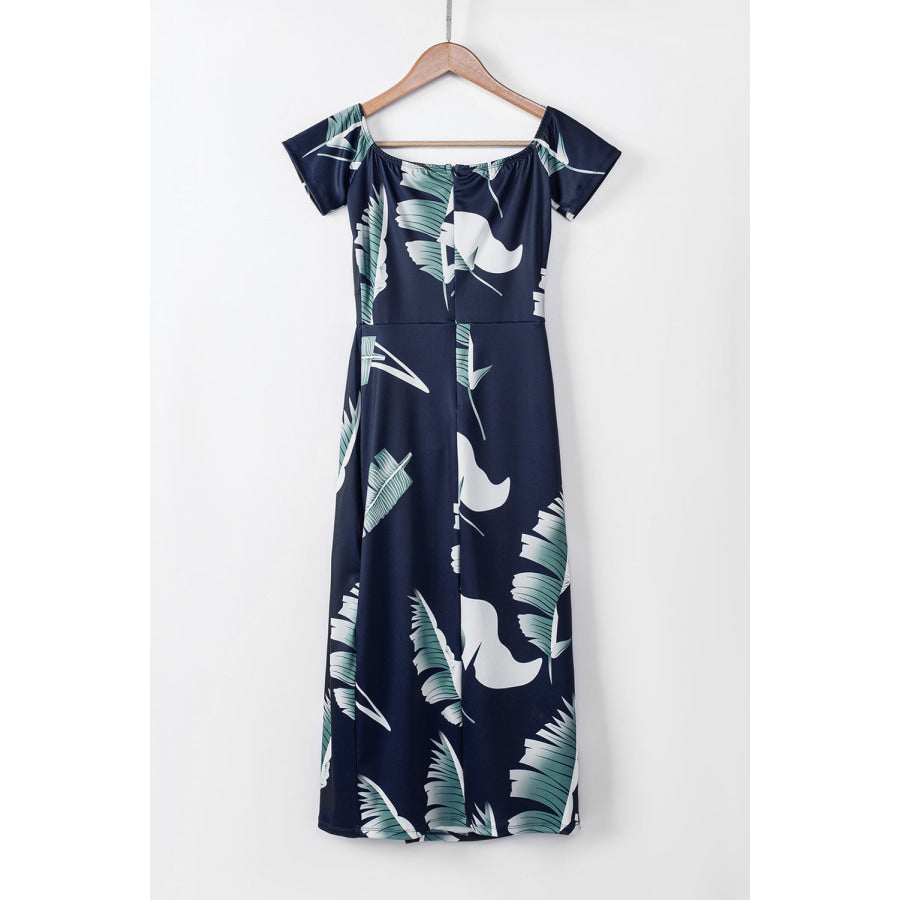 Slit Printed Off - Shoulder Midi Dress Apparel and Accessories