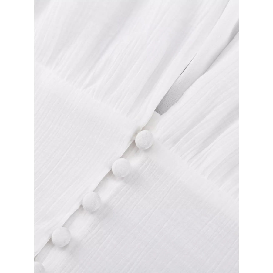 Slit Puff Sleeve Maxi Dress Apparel and Accessories