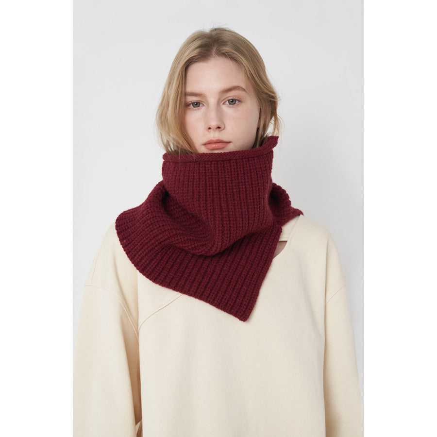 Slit Pullover Knit Scarf Burgundy / One Size Apparel and Accessories