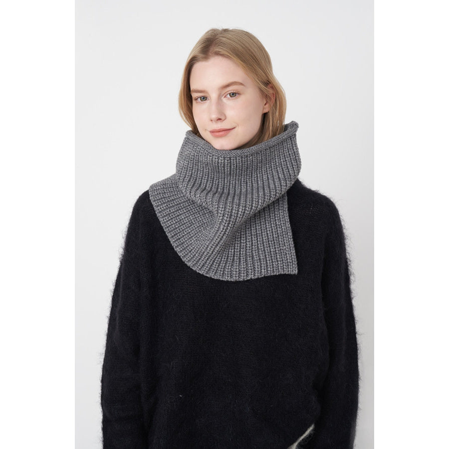 Slit Pullover Knit Scarf Dark Gray / One Size Apparel and Accessories