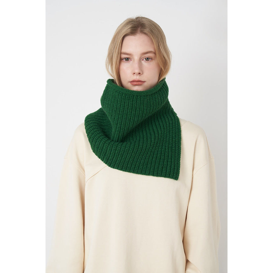 Slit Pullover Knit Scarf Dark Green / One Size Apparel and Accessories