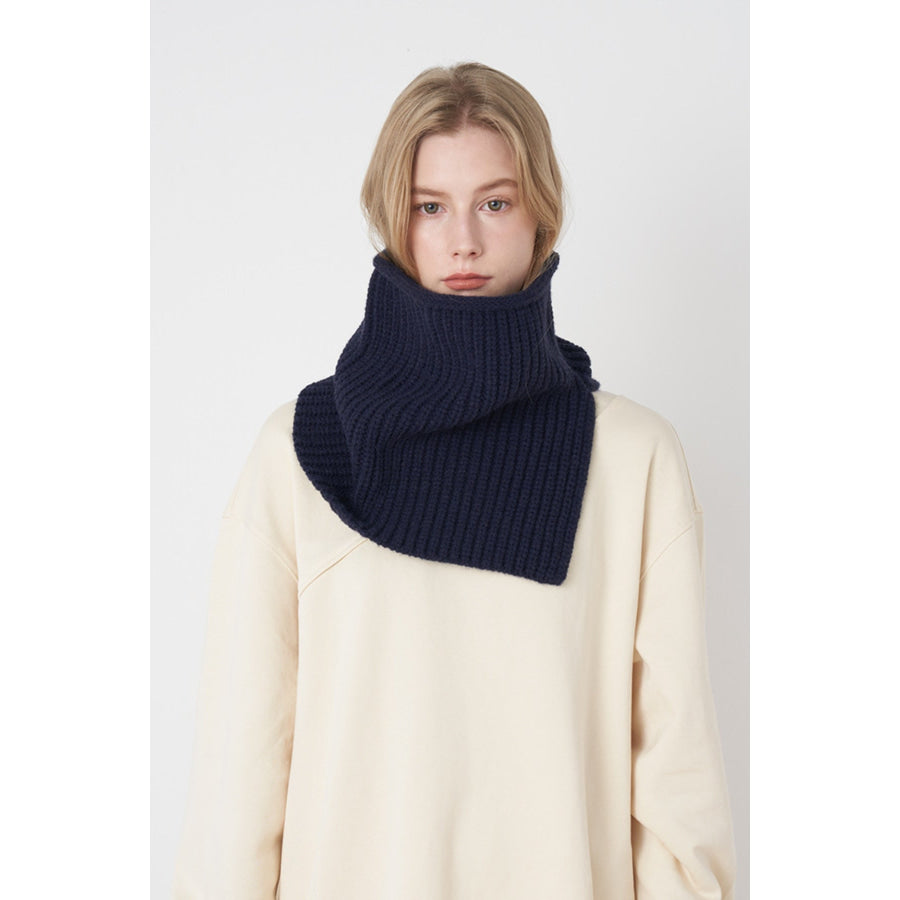 Slit Pullover Knit Scarf Dark Navy / One Size Apparel and Accessories