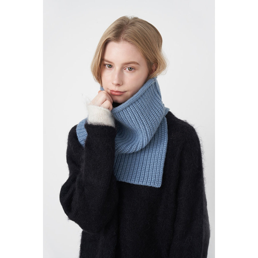 Slit Pullover Knit Scarf Sky Blue / One Size Apparel and Accessories