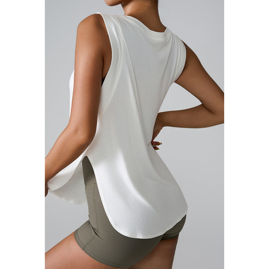 Slit Round Neck Active Tank Apparel and Accessories