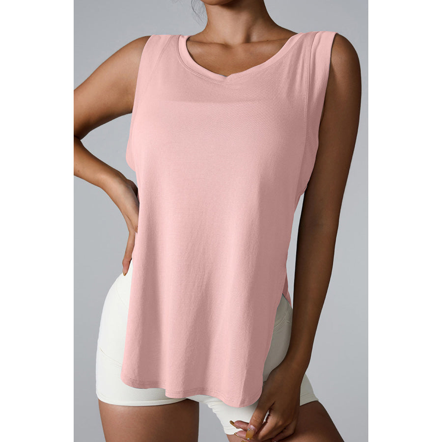 Slit Round Neck Active Tank Apparel and Accessories