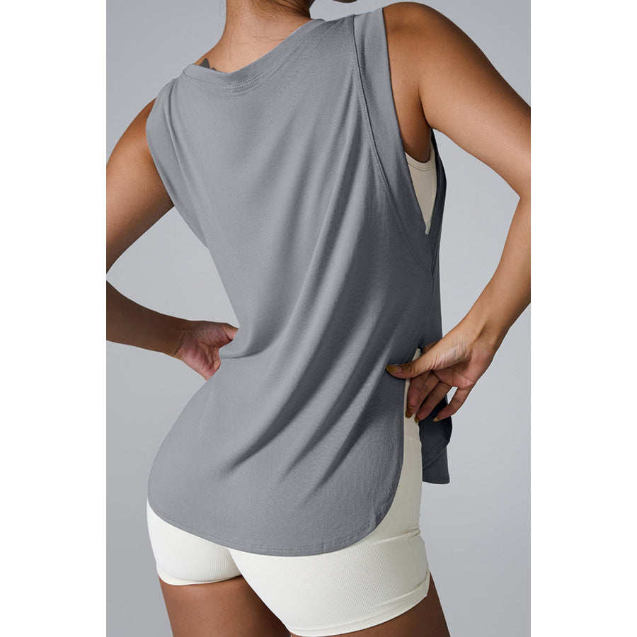 Slit Round Neck Active Tank Apparel and Accessories