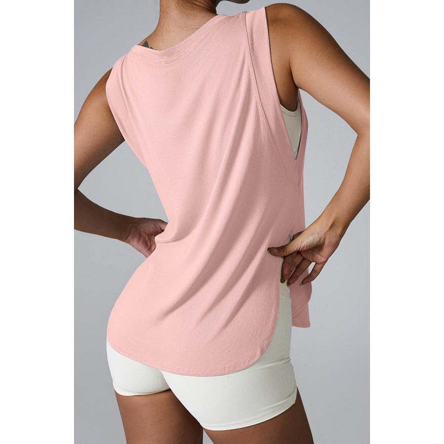 Slit Round Neck Active Tank Apparel and Accessories