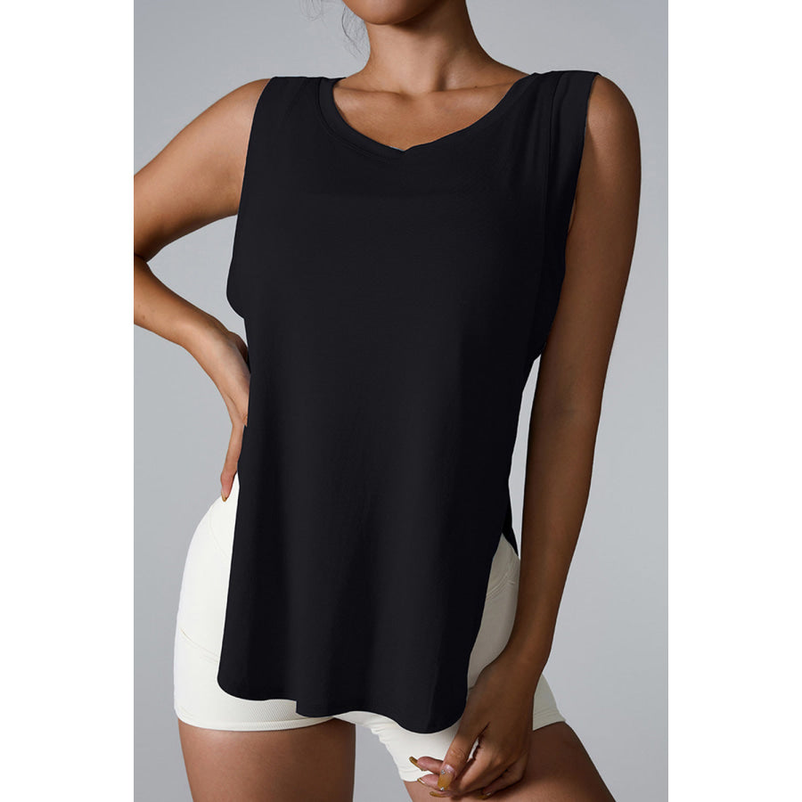 Slit Round Neck Active Tank Apparel and Accessories