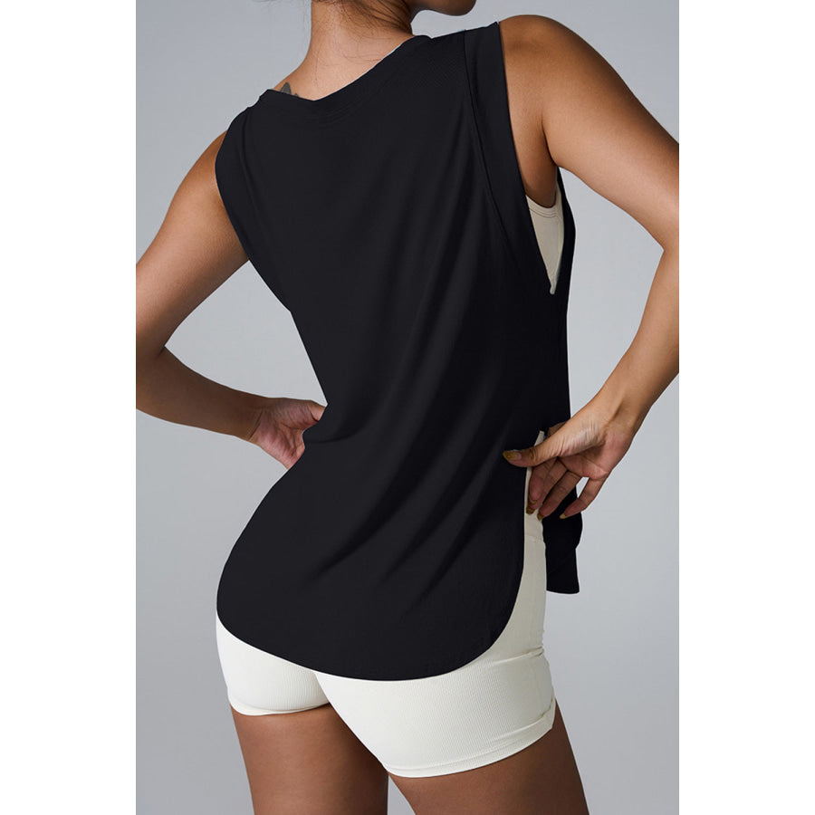 Slit Round Neck Active Tank Apparel and Accessories