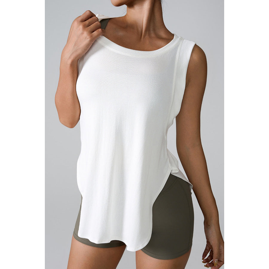 Slit Round Neck Active Tank Apparel and Accessories