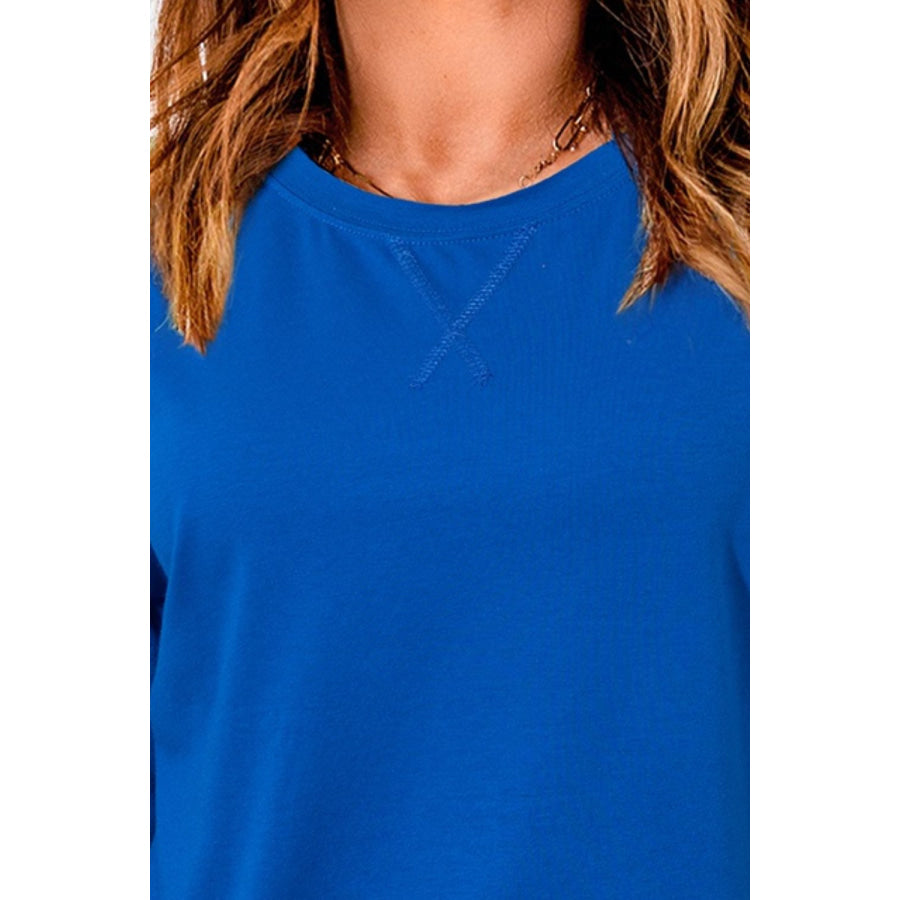 Slit Round Neck Half Sleeve T-Shirt Shirts &amp; Tops