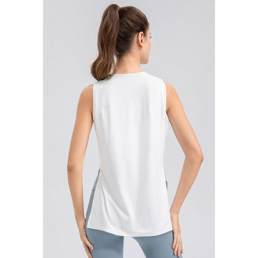 Slit Round Neck Tank Clothing