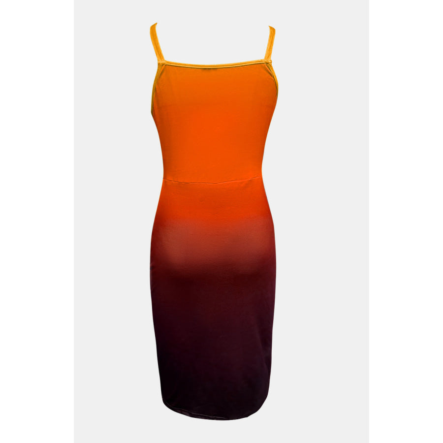 Slit Ruched Gradient Cami Dress Apparel and Accessories