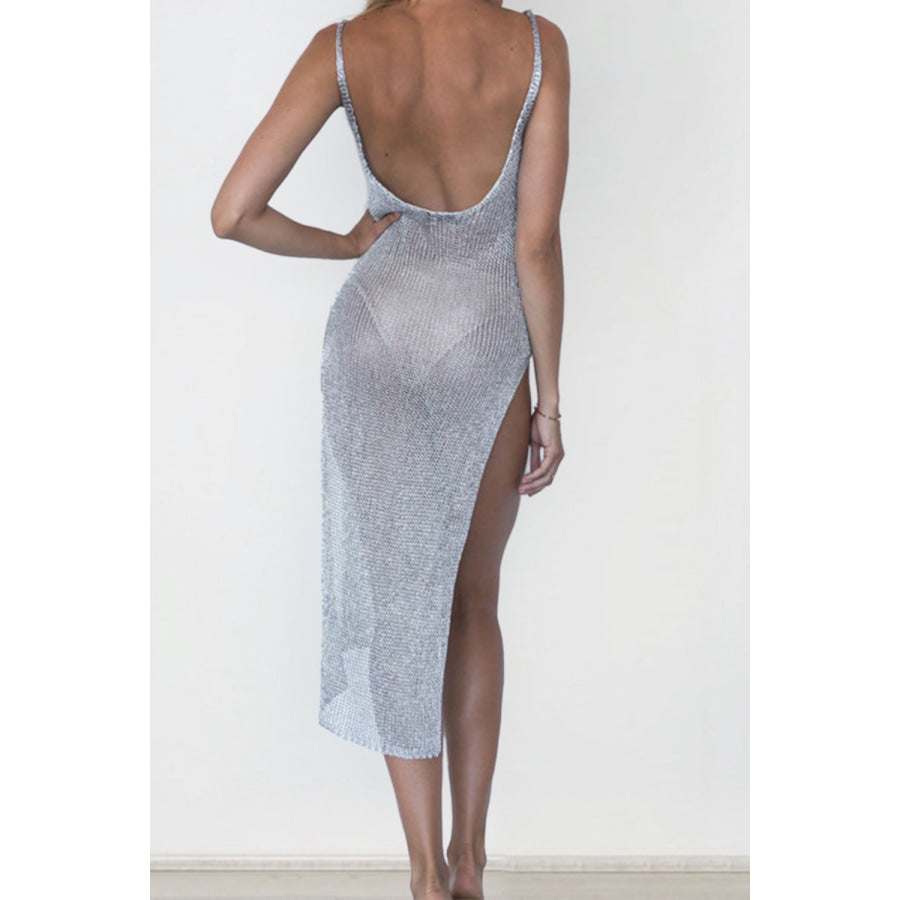 Slit Scoop Neck Sleeveless Cover Up Apparel and Accessories