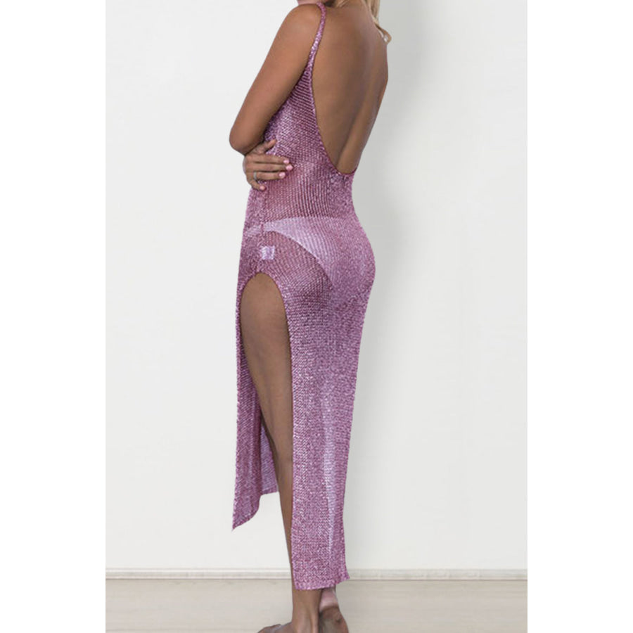 Slit Scoop Neck Sleeveless Cover Up Apparel and Accessories