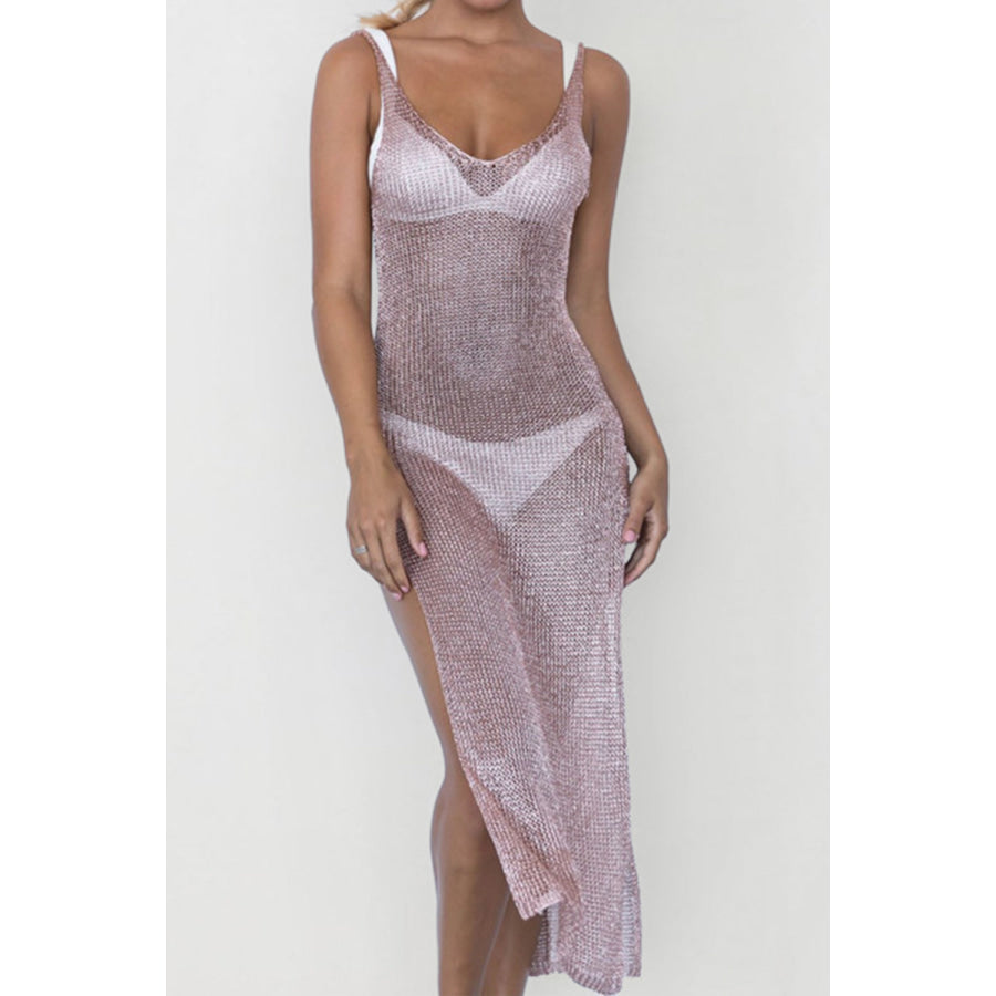 Slit Scoop Neck Sleeveless Cover Up Apparel and Accessories