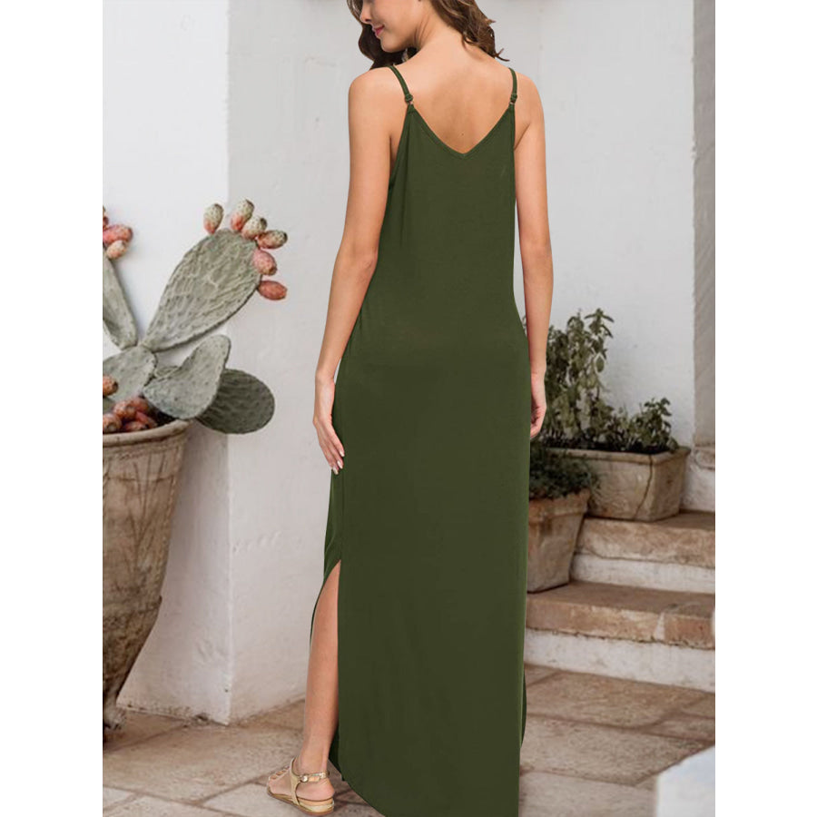 Slit Scoop Neck Sleeveless Dress Apparel and Accessories