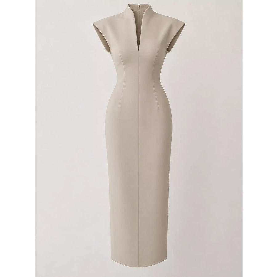 Slit Sleeveless Bodycon Midi Dress Apparel and Accessories