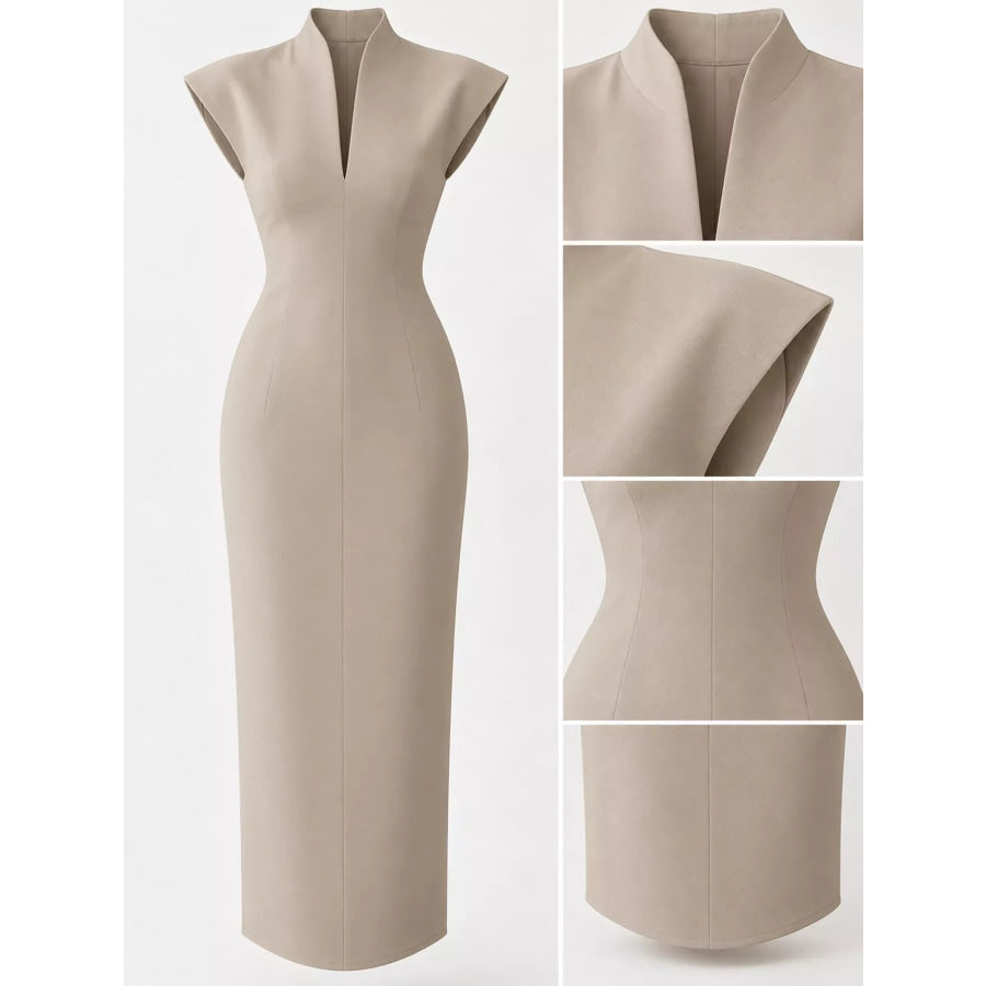 Slit Sleeveless Bodycon Midi Dress Apparel and Accessories